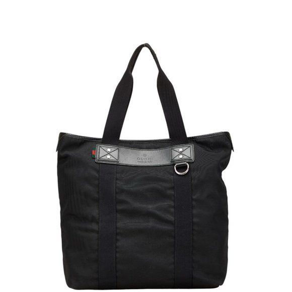 Gucci Parana Web Loop Tote Bag 268175 Black Nylon and Leather Women's GUCCI - Picture 1 of 13